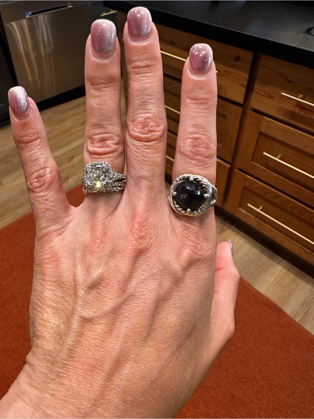 David Yurman Sterling Silver Black Onyx Ring - Picture 3 of 4